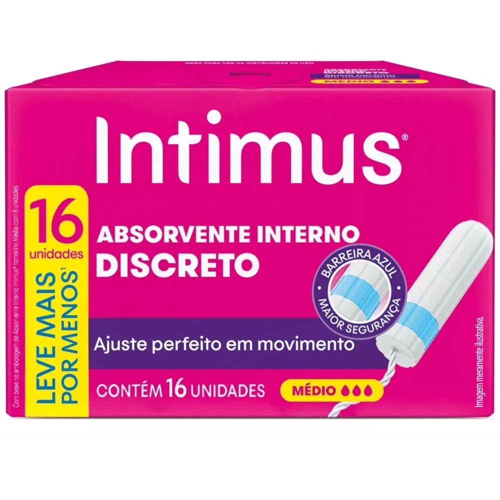 Absorvente Interno Intimus Discreto Médio 16 Unidades — foto do produto em fundo branco