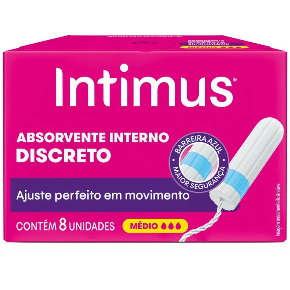 Absorvente Interno Intimus Discreto Médio 8 Unidades — foto do produto em fundo branco