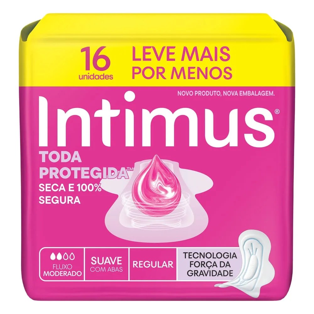 Absorvente Intimus Toda Protegida Com Abas Suave 16 Unidades — foto do produto em fundo branco