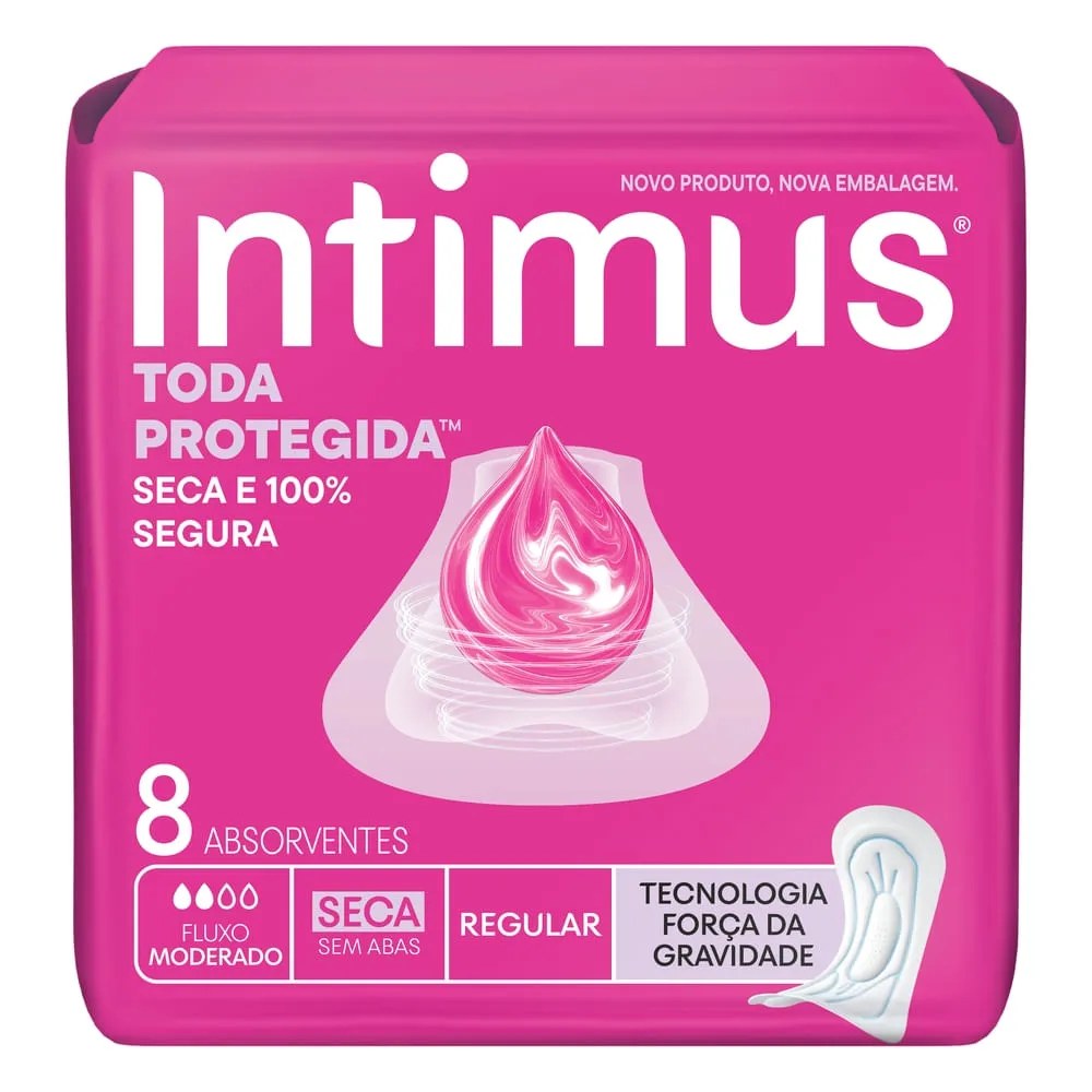 Absorvente Intimus Toda Protegida Sem Abas Seca 8 Unidades — foto do produto em fundo branco