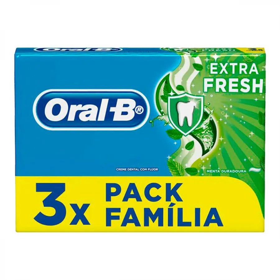 Creme Dental Oral-b Extra Fresh 3 Unidades De 70g — foto do produto em fundo branco