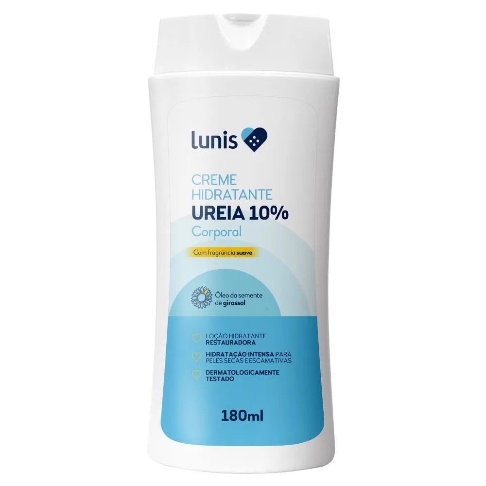 Creme Hidratante Corporal Ureia 10% Lunis 180ml — foto do produto em fundo branco
