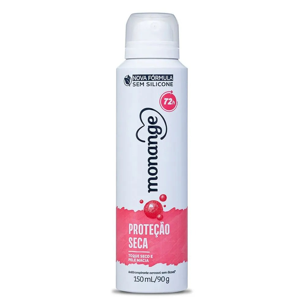 Desodorante Aerossol Feminino Monange Proteção Seca 150ml — foto do produto em fundo branco