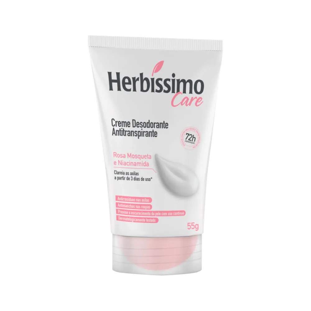 Desodorante Em Creme Herbissimo Care Rosa Mosqueta E Niacinamida 55gr — foto do produto em fundo branco