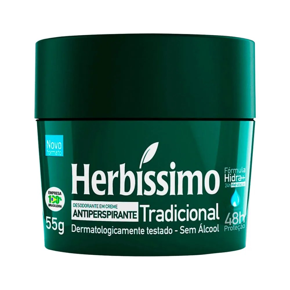 Desodorante Em Creme Herbissimo Tradicional 55gr — foto do produto em fundo branco