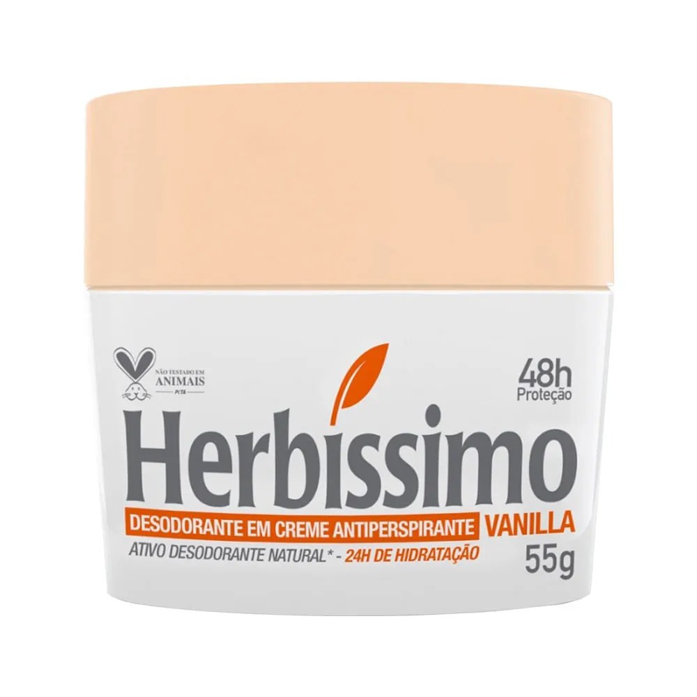 Desodorante Em Creme Herbissimo Vanilla 55gr — foto do produto em fundo branco