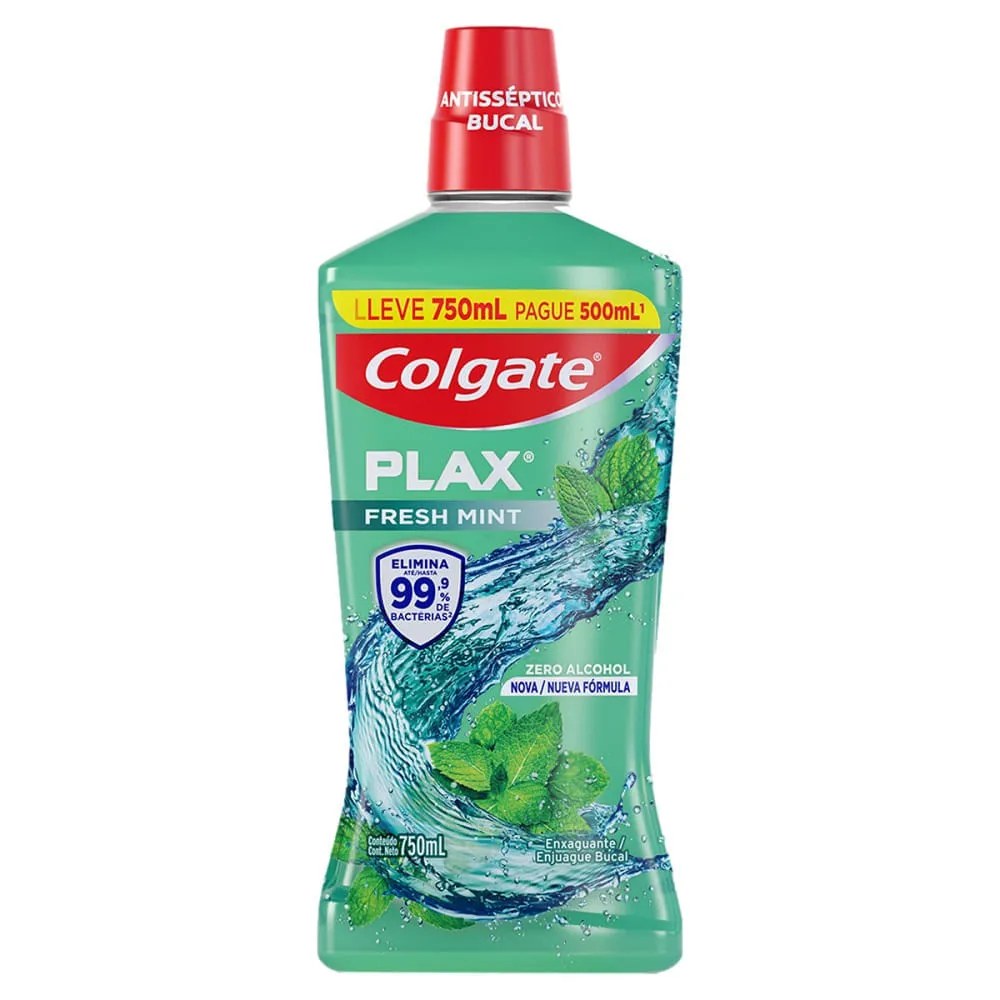 Enxaguante Bucal Colgate Plax Fresh Mint 750ml — foto do produto em fundo branco