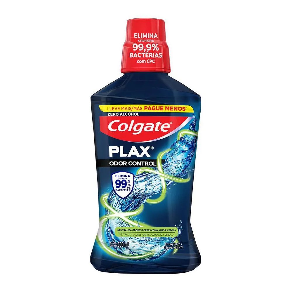 Enxaguante Bucal Colgate Plax Odor Control 500ml — foto do produto em fundo branco