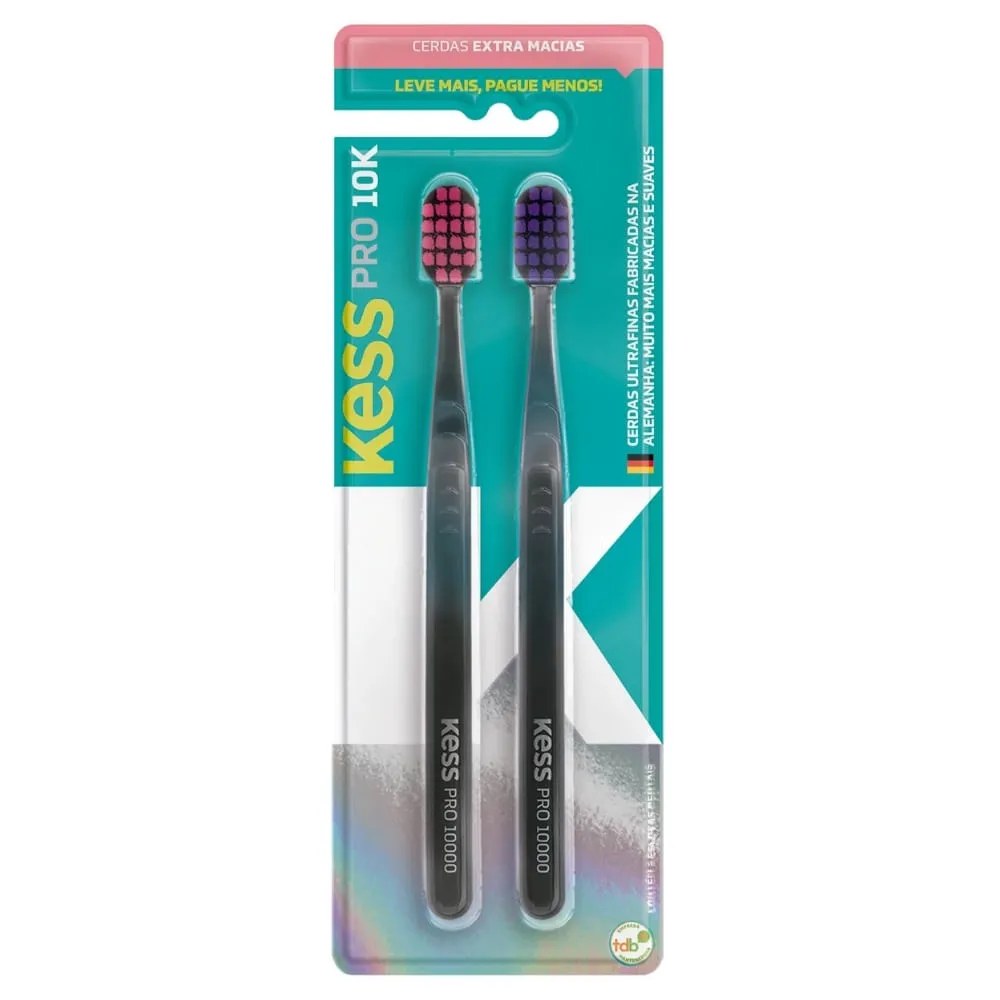Escova Dental Kess Pro 10k Com 2 Unidades Cerdas Extra Macias Especual — foto do produto em fundo branco