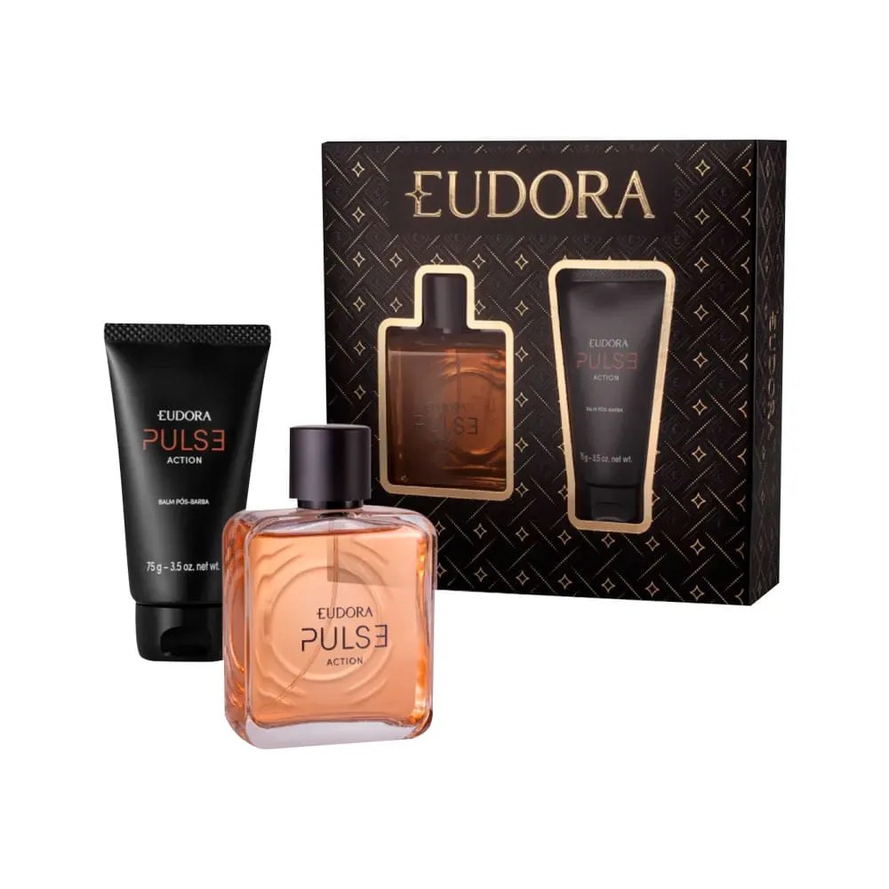 Eudora Kit Pulse Action Deo Colonia 100ml+balm Pos Barba 75gr — foto do produto em fundo branco