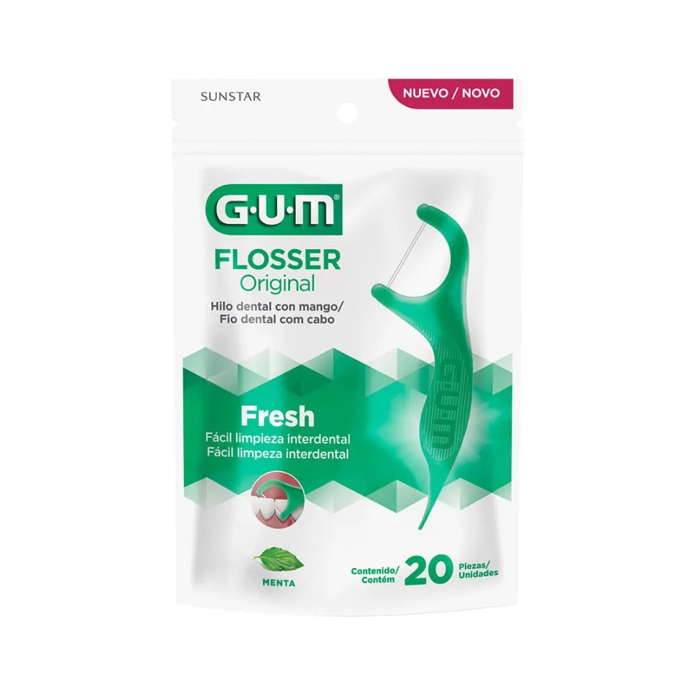 Fio Dental Gum Flosser Com 20 Com Cabo Fresh — foto do produto em fundo branco