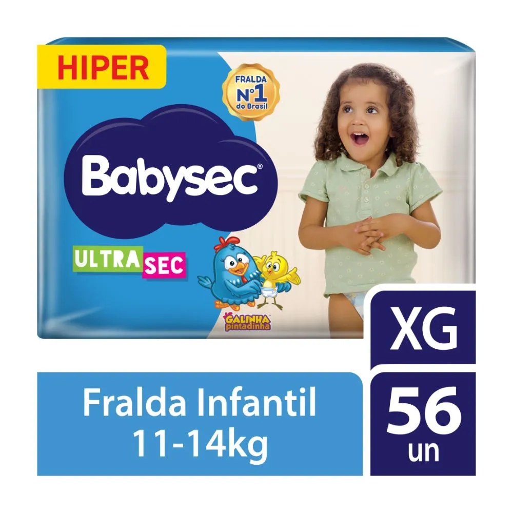 Fralda Babysec Ultrasec Galinha Pintadinha Hiper Xg 56 Unidades — foto do produto em fundo branco