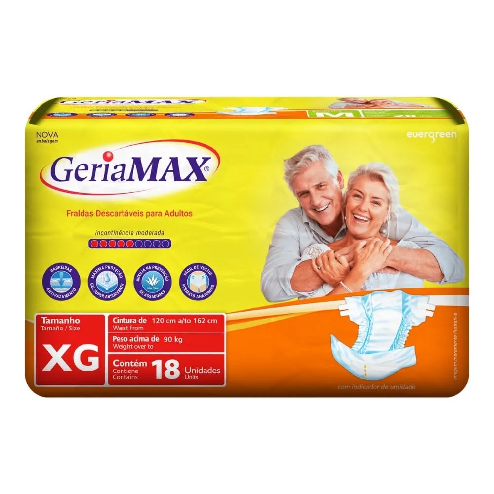 Fralda Geriamax Geriatrica Com 18 Tamanho Xg — foto do produto em fundo branco