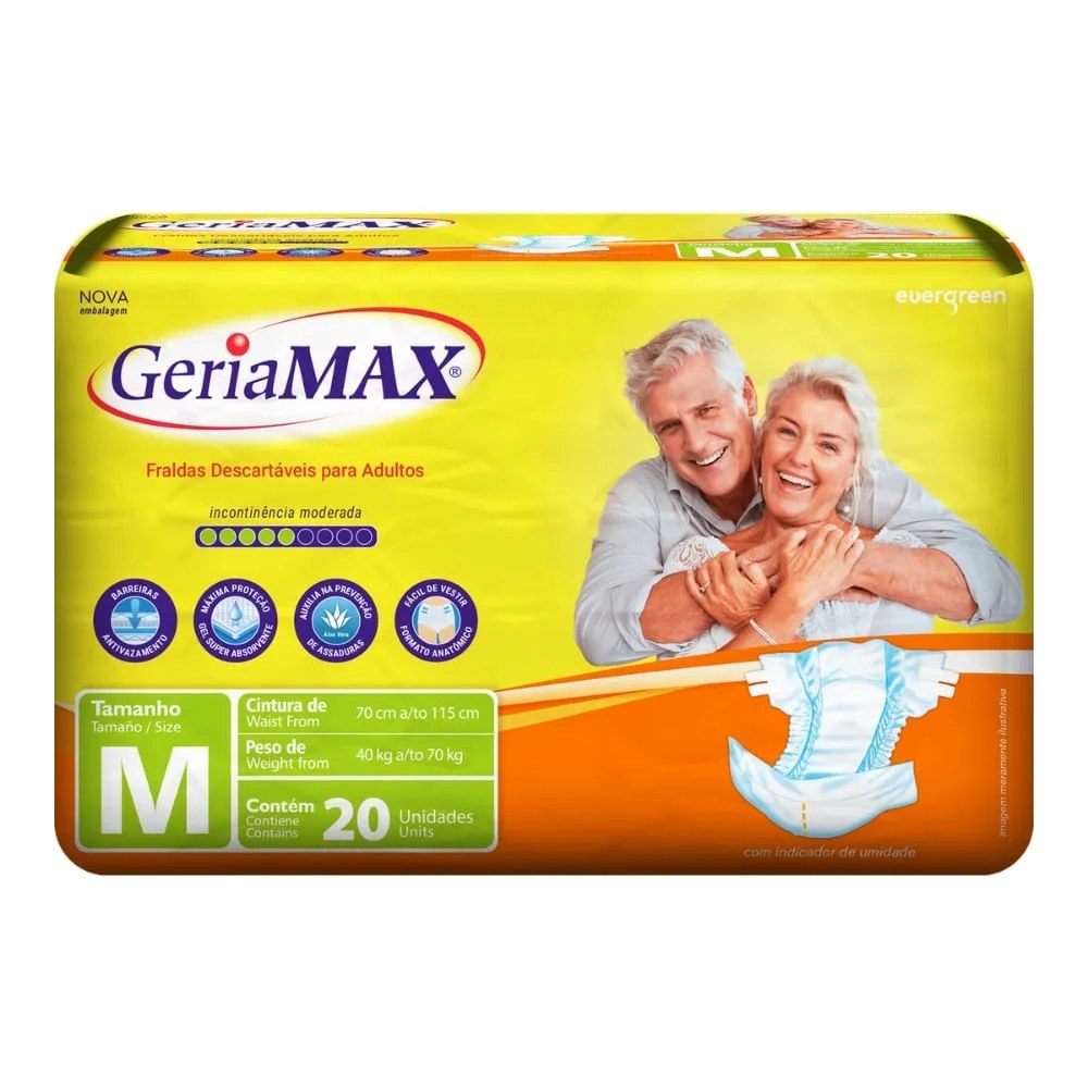 Fralda Geriamax Geriatrica Com 20 Tamanho M — foto do produto em fundo branco