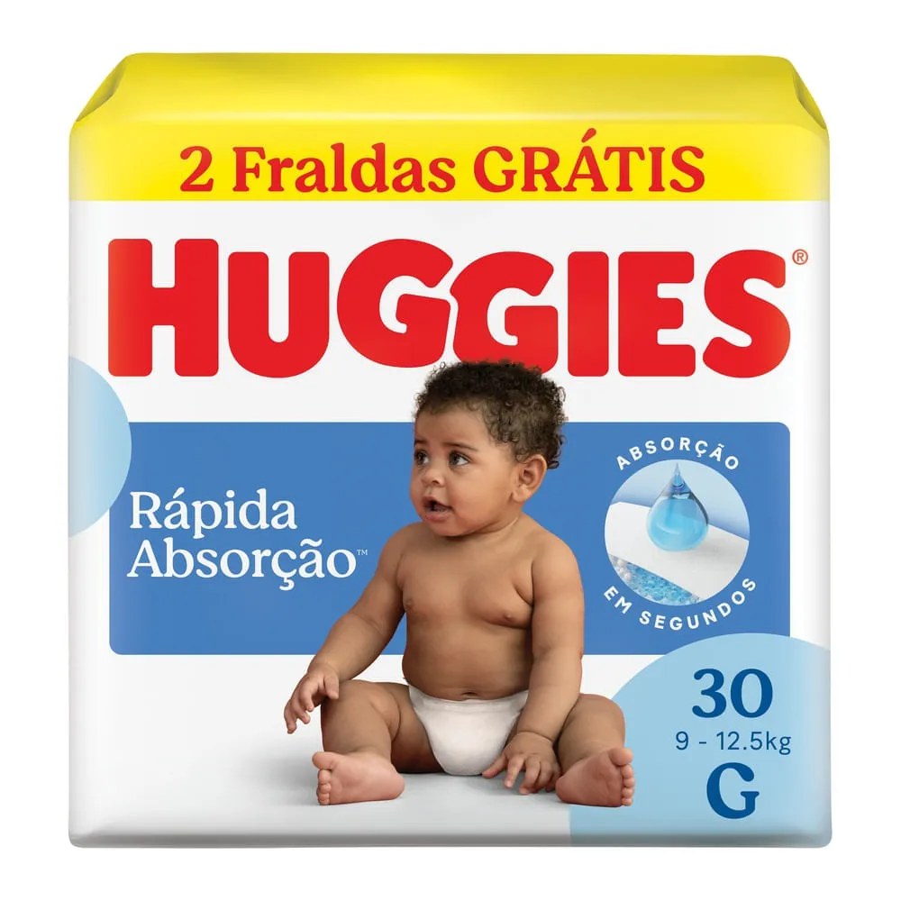 Fralda Huggies G Rápida Absorção 30 Unidades — foto do produto em fundo branco