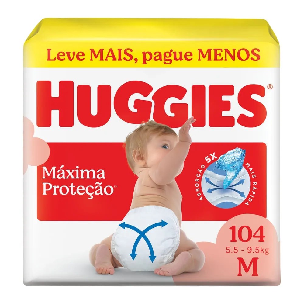 Fralda Huggies M Máxima Proteção 104 Unidades — foto do produto em fundo branco