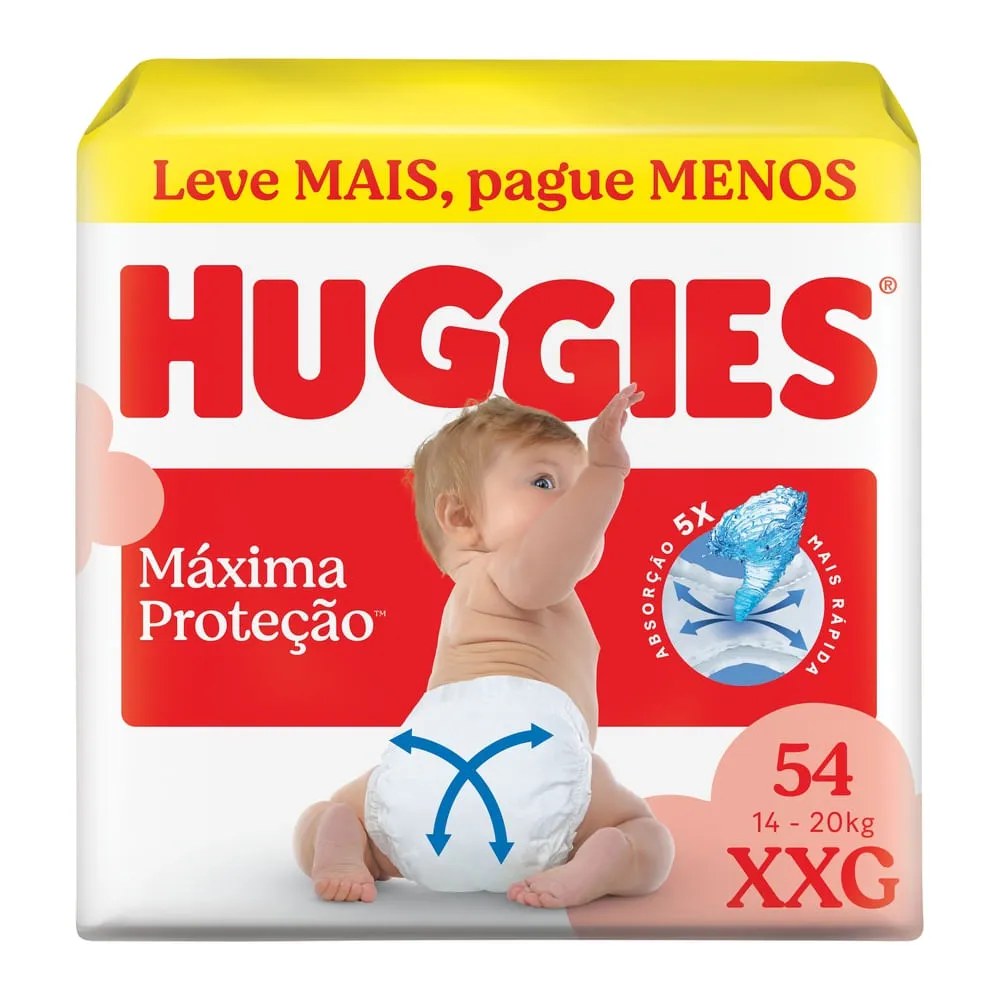 Fralda Huggies Xxg Máxima Proteção 54 Unidades — foto do produto em fundo branco