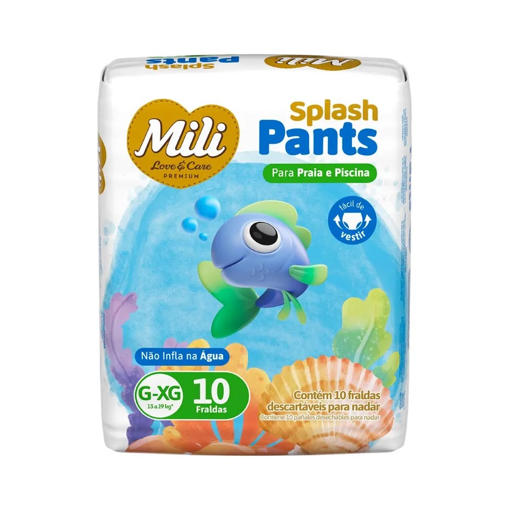 Fralda Mili Splash Pants G/xg Com 10 Unidades — foto do produto em fundo branco