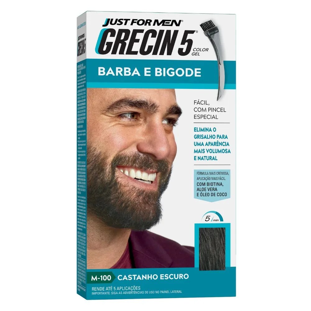 Grecin 5 Color Gel Barba E Bigode Castanho Escuro — foto do produto em fundo branco