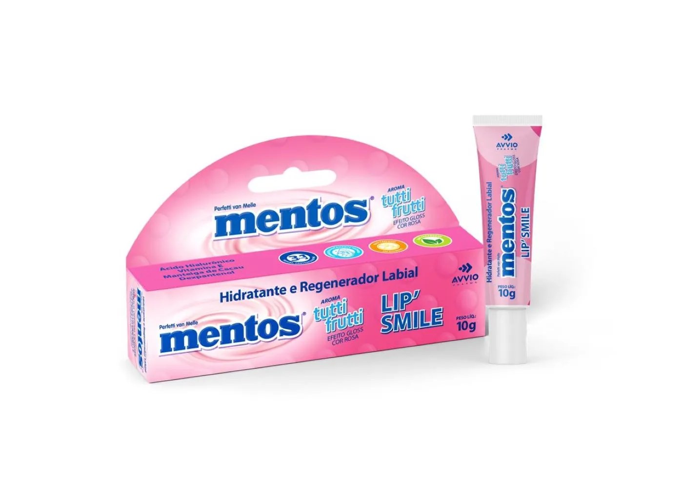 Hidratante Labial Mentos Lip Smile Tutti Frutti 10gr — foto do produto em fundo branco