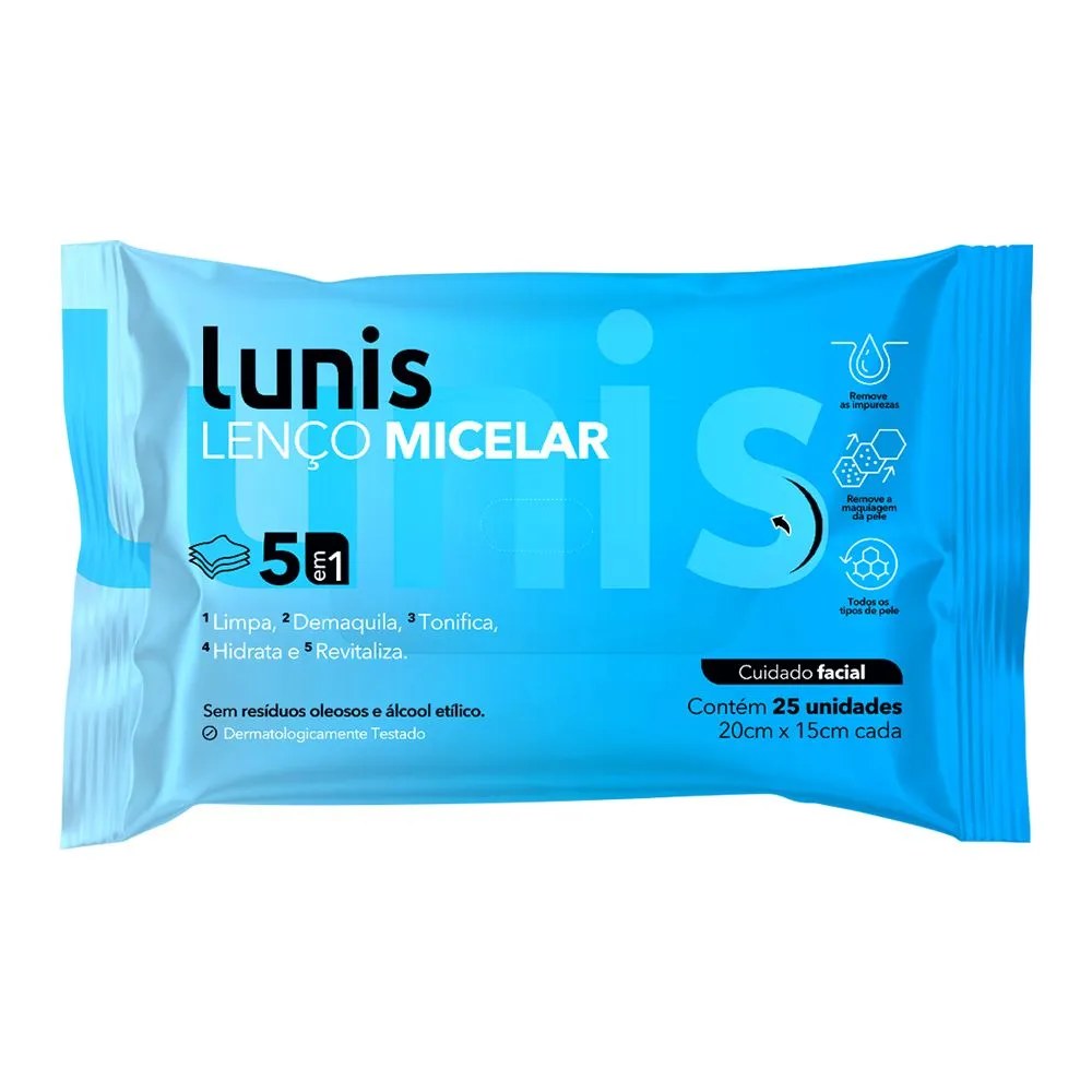 Lenco Micelar Lunis 5 Em 1 Com 25 Unidades