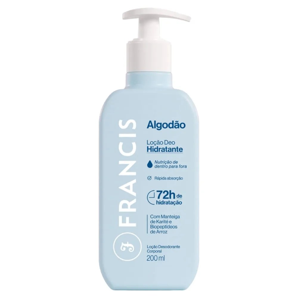 Locao Deo Hidratante Francis Algodao 200ml — foto do produto em fundo branco