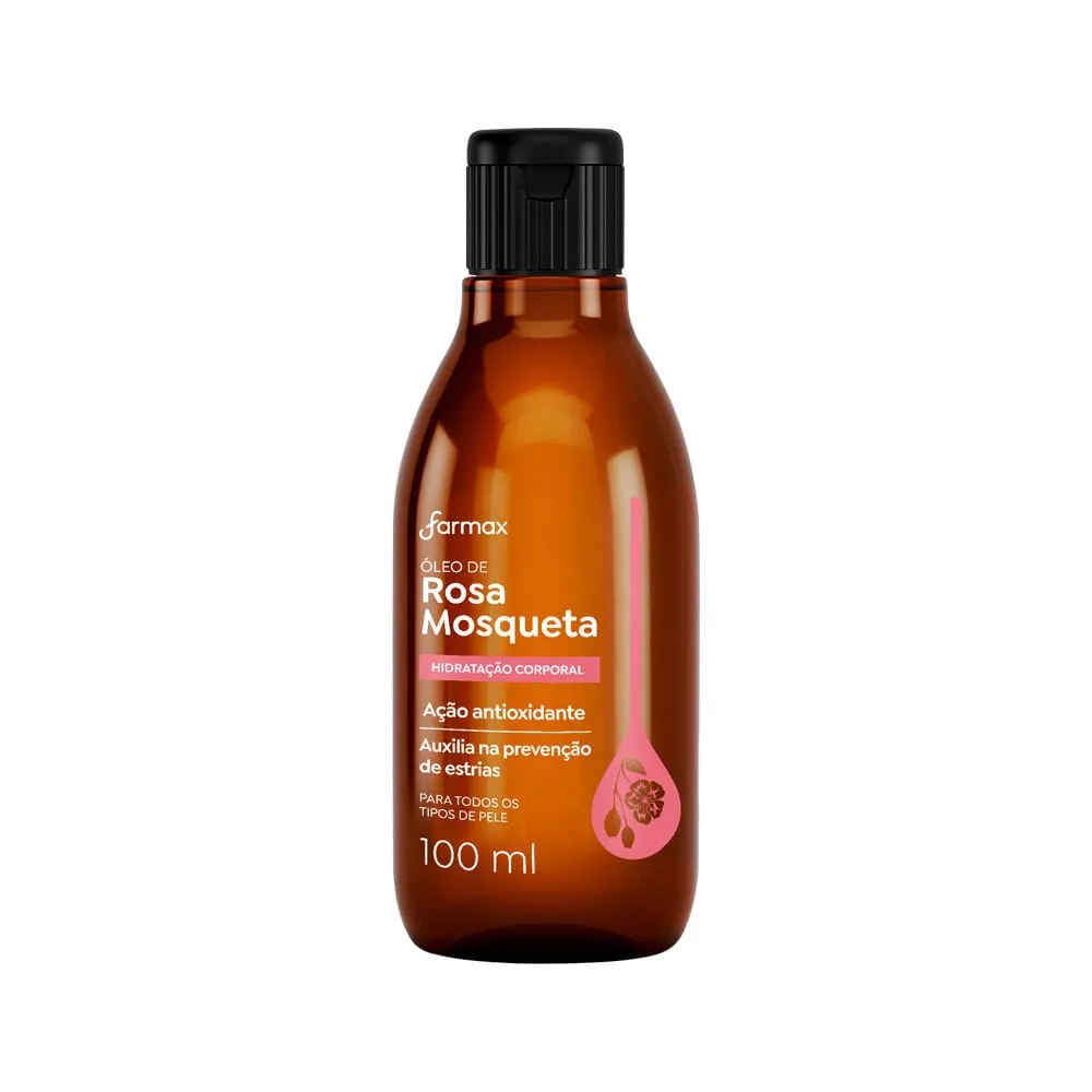 Oleo Corporal Farmax 100ml Rosa Mosqueta — foto do produto em fundo branco