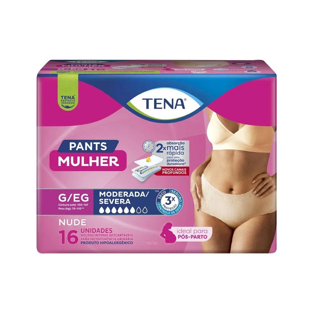 Roupa Intima Tena Pants Mulher Nude Moderada/severa Com 16 Unidades Tam.g/eg — foto do produto em fundo branco