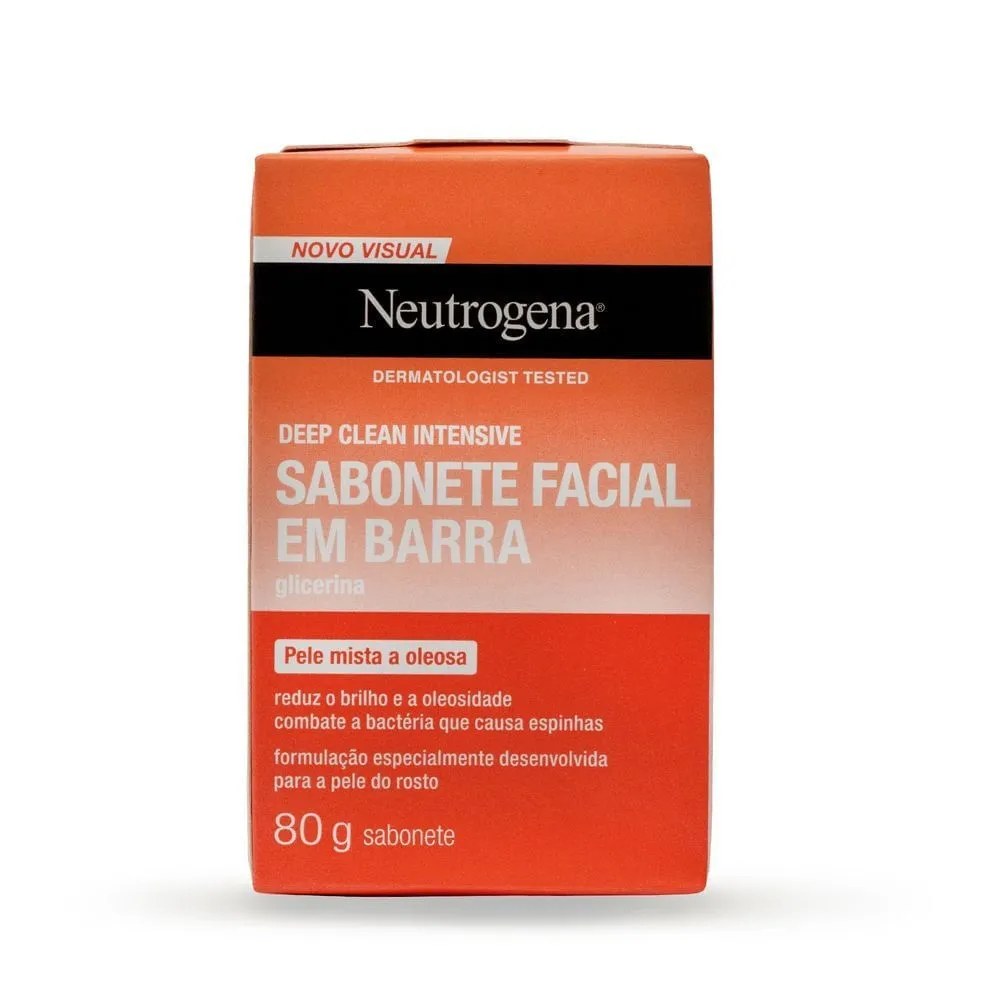 Sabonete Em Barra Facial Neutrogena Deep Clean Intensive 80g — foto do produto em fundo branco