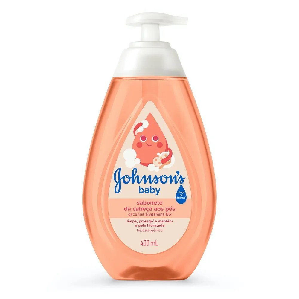Sabonete Líquido Johnsons Baby Cabeça Aos Pés 400ml — foto do produto em fundo branco