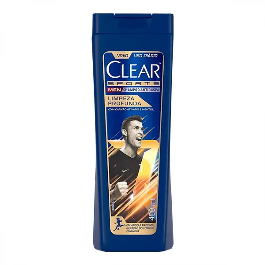 Shampoo Clear Men Anticaspa Limpeza Profunda 400ml — foto do produto em fundo branco
