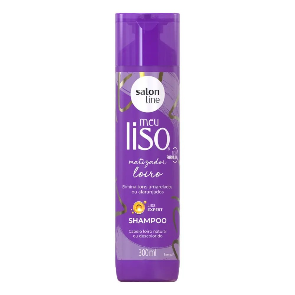Shampoo Salon Line 300ml Meu Liso Matizador Loiro — foto do produto em fundo branco