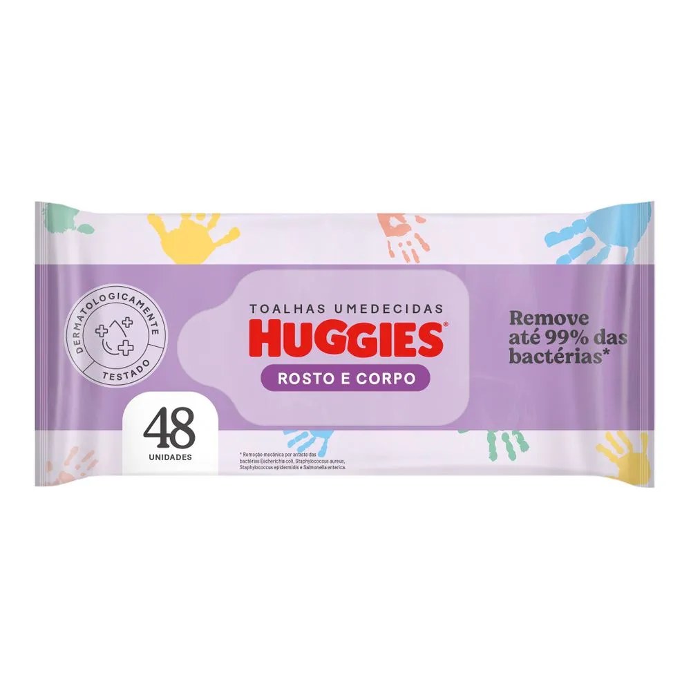 Toalha Umedecida Huggies Rosto E Corpo 48 Unidades — foto do produto em fundo branco